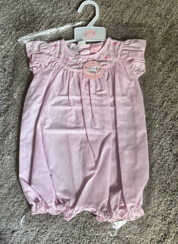 Pink striped romper