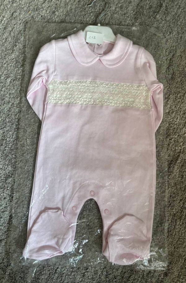 Smocked detail sleepsuit