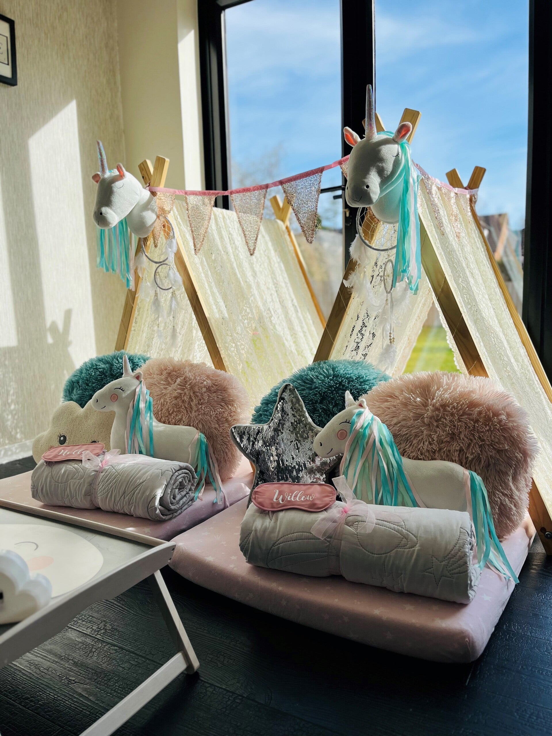 Magical Unicorns Teepee Hire Wigwams Teepee sleepover parties in Manchester Cheshire Stockport High Peak Derbyshire