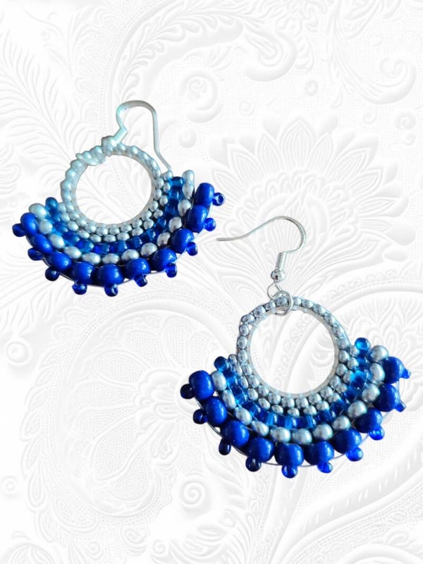 Boucles d’oreilles Créola bleu et argent