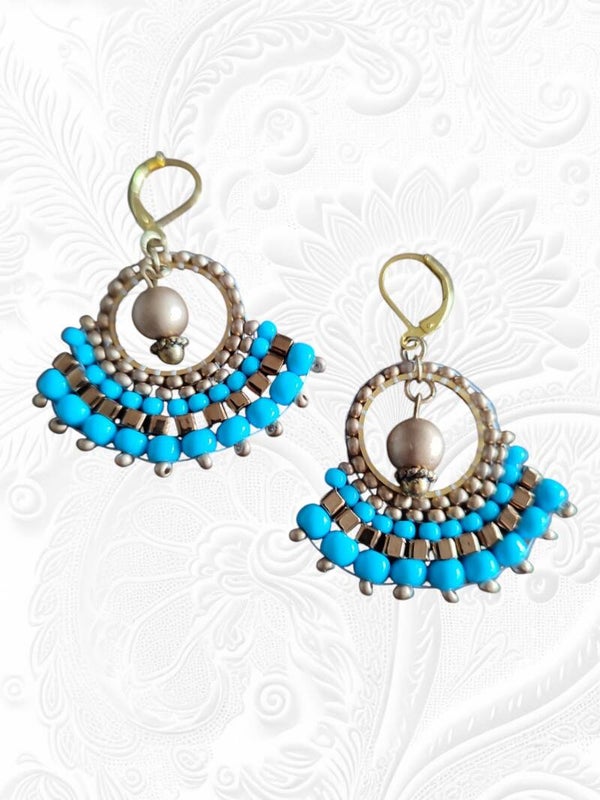 Boucles d’oreilles Créola bronze et turquoise
