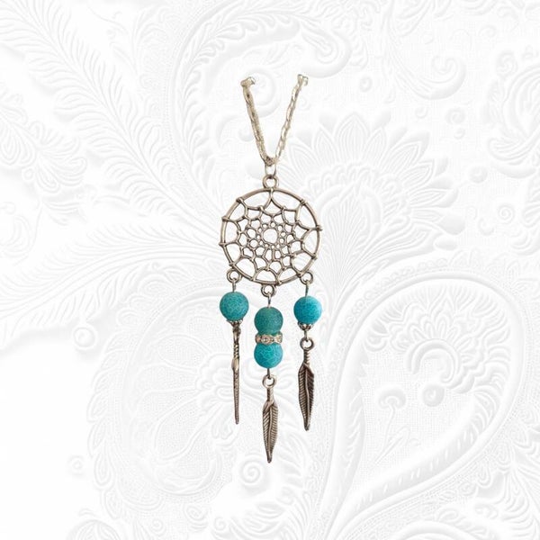 Collier fantaisie attrape rêve turquoise