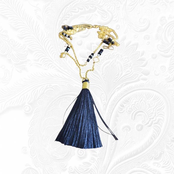 Collier Sautoir fantaisie noir et doré