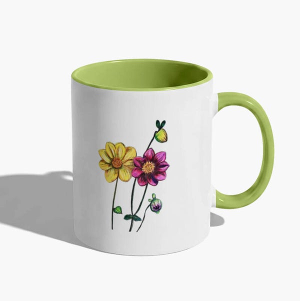Mok dahlia's groen