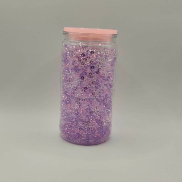 Drinkbeker met rietje - Acryldiamandjes