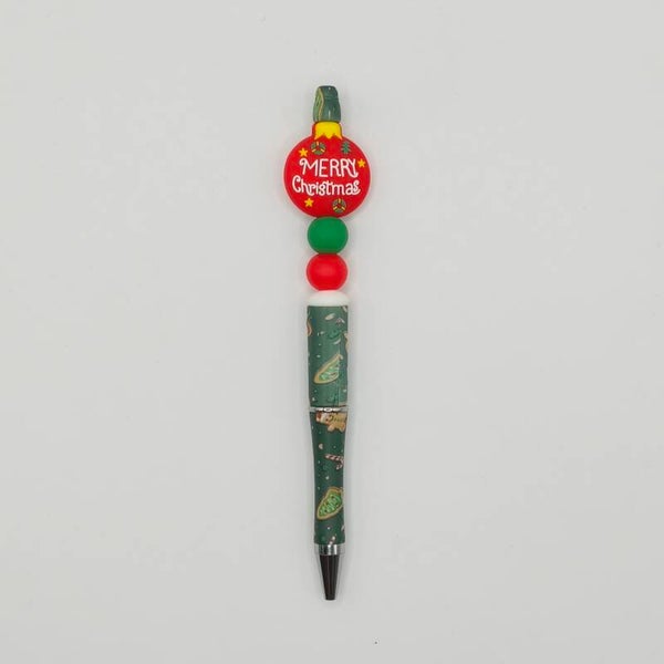 Kerst kralenpen - KERSTBAL groen
