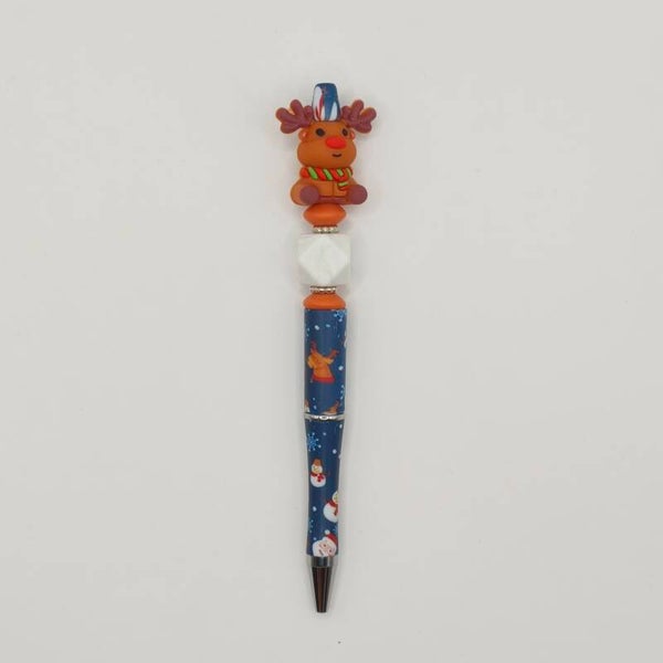 Kerst kralenpen - HERT blauw