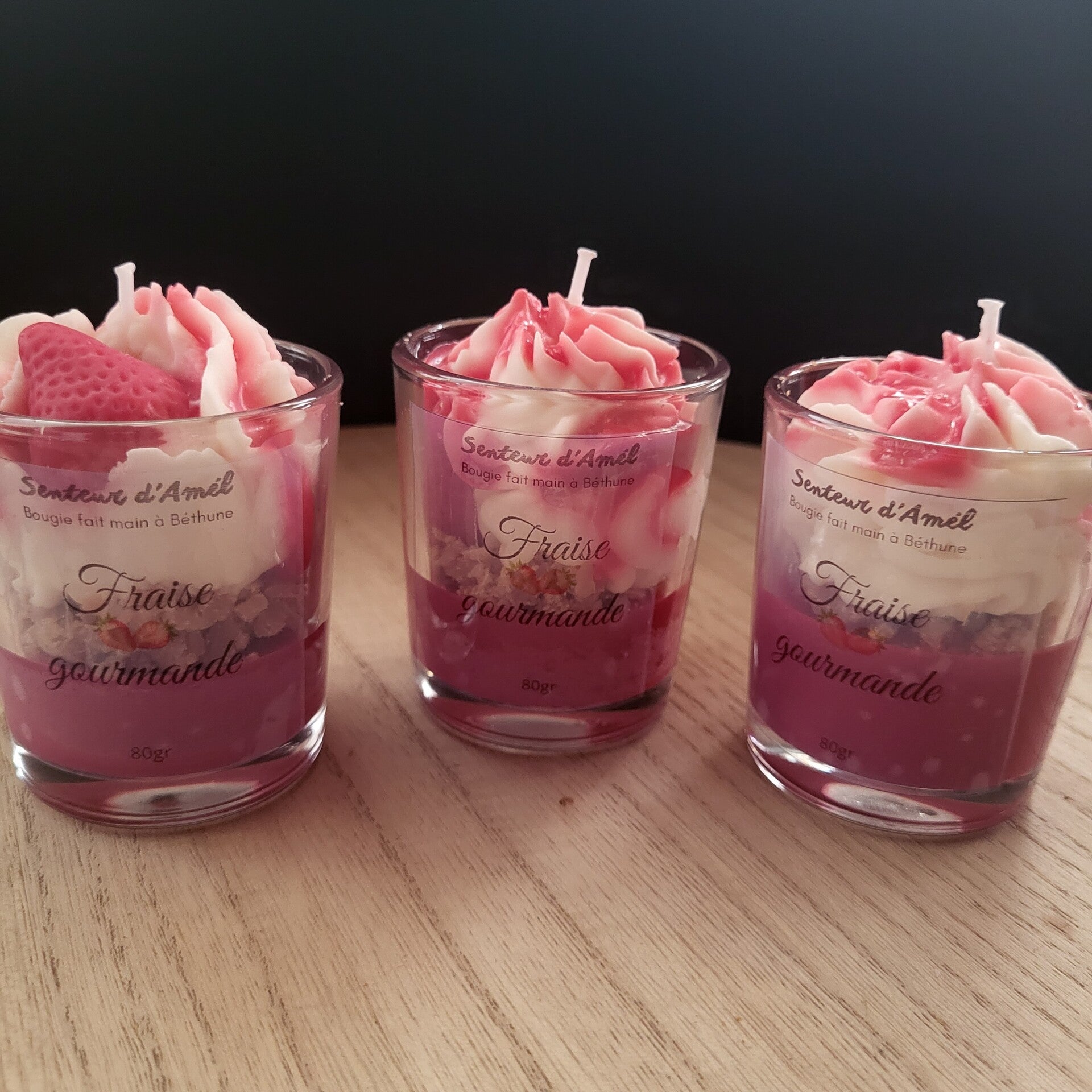 Bougie gourmande chantilly 80gr - Fraise  chocolat