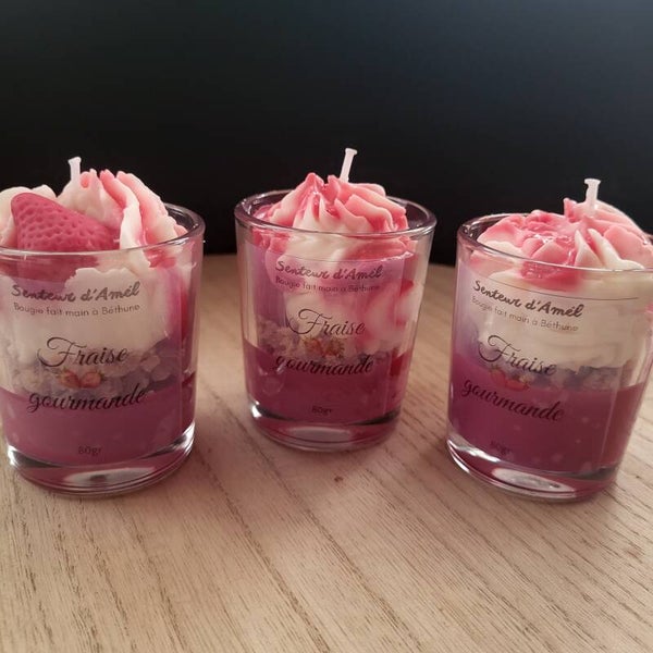 Bougie gourmande chantilly 80gr - Fraise  chocolat