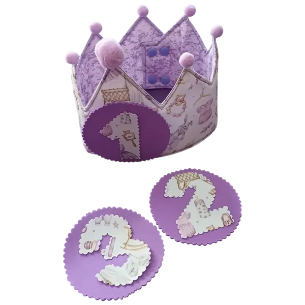 CORONA DE CUMPLEAÑOS JUGUETES MALVA