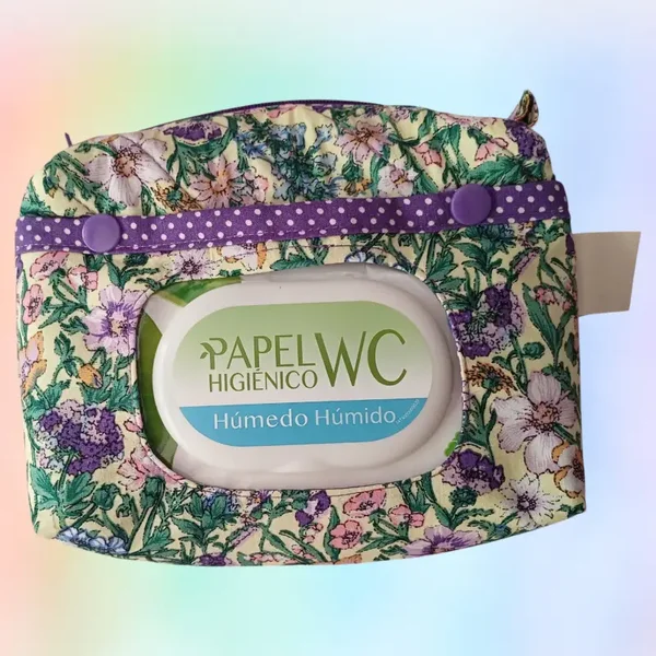 NECESER PORTA MINITOALLITAS MINI FLORES MALVA