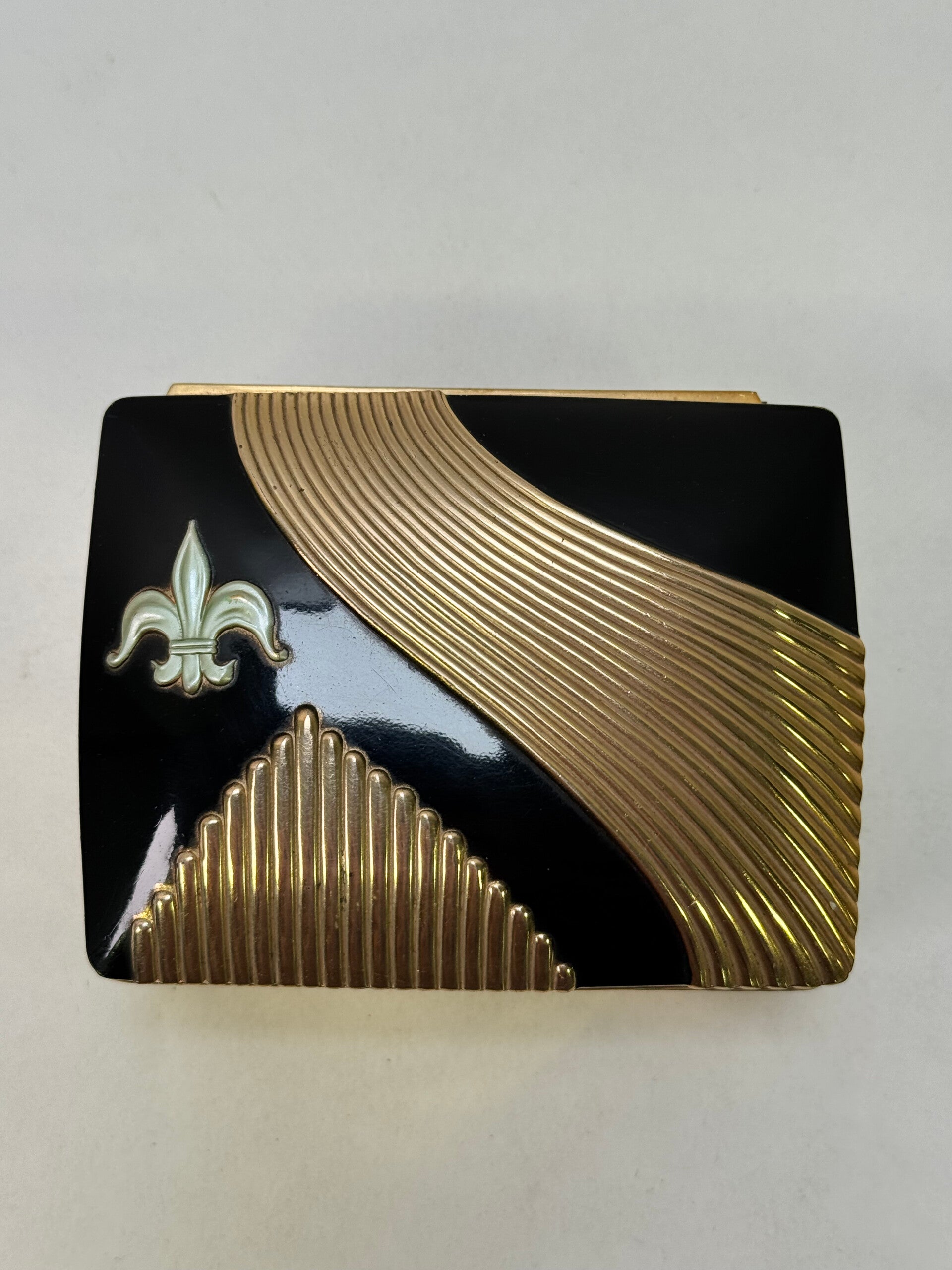 Joli coffret à bijoux laqué noir et doré (OB171)