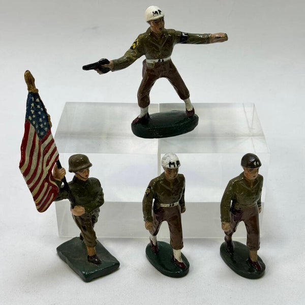 Lot de 4 figurines jouet soldats Américains WW2 Durs - NB Belgium (46W-26)