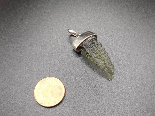 Moldavit Anhänger (Tektit, Tschechien) und 925er Silber, 3,07g - Einzelstück