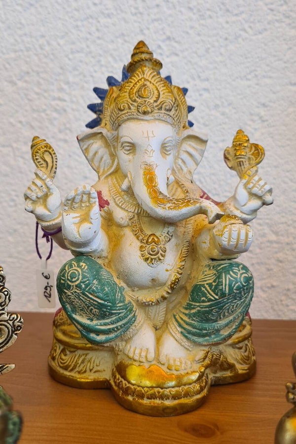 Ganesha, sitzend, Messing, bunt, 16,5cm 1,6kg