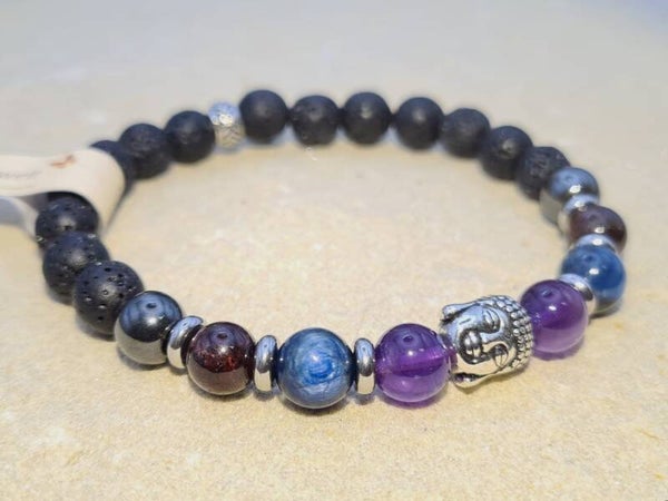 Armband "Consciousness - Bewusstsein" mit 8 Edelsteinen und Lavaperlen