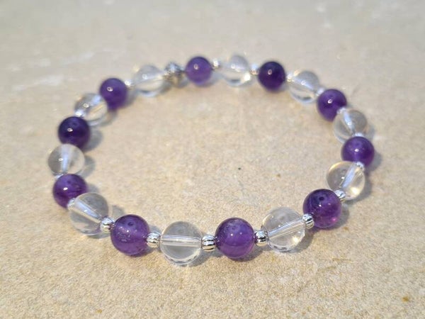 Armband "Purify" mit Amethyst- und Bergkristallperlen