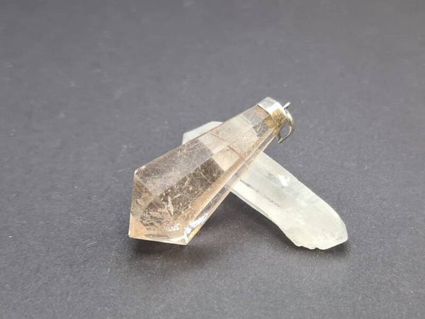 Rutilquarz Goldrutil Anhänger mit Kappe aus 925er Silber