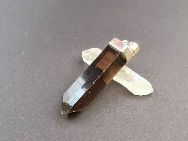 Rauchquarz Anhänger mit Silberkappe aus 925er Silber