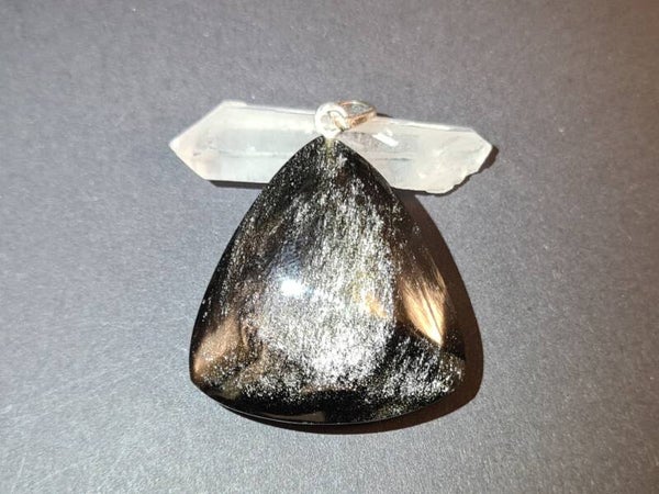 Silberobsidian Anhänger mit Öse aus 925er Silber