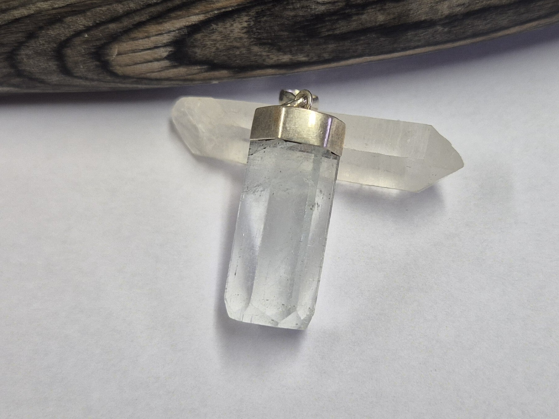 Aquamarin (Beryll) Kristall, Anhänger 925er Silber