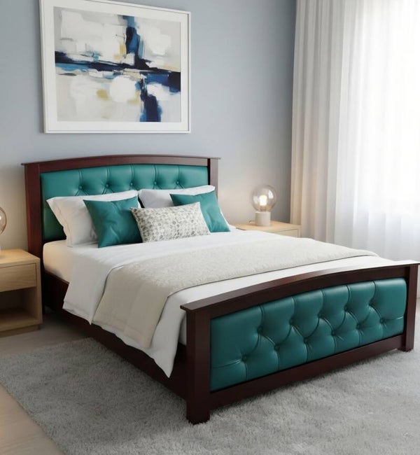 Double Bed Mahogany/Green
