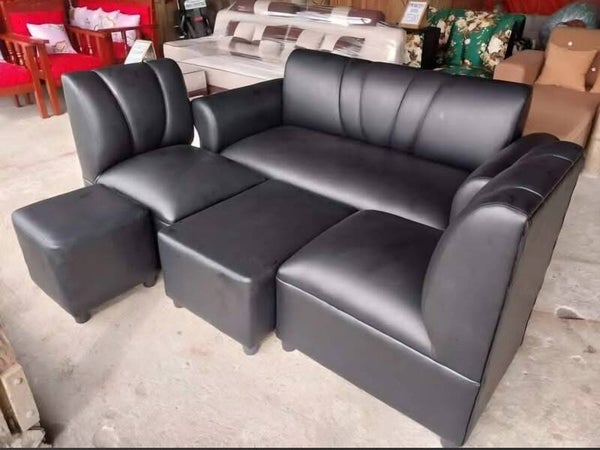 Livingroom Set Faux leather black