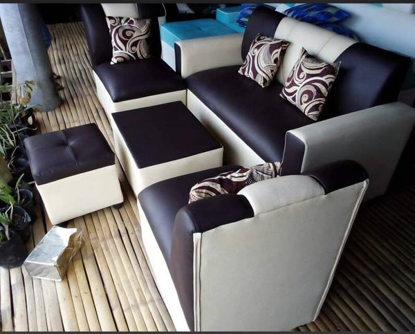 Livingroom Set Faux Leather Black/Grey
