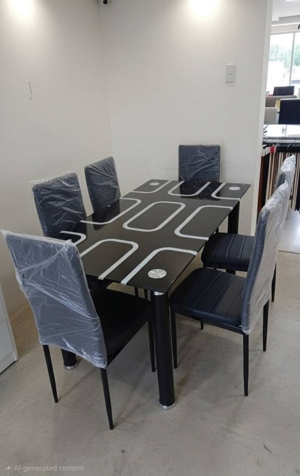 Dining Room Set Glass Table Black