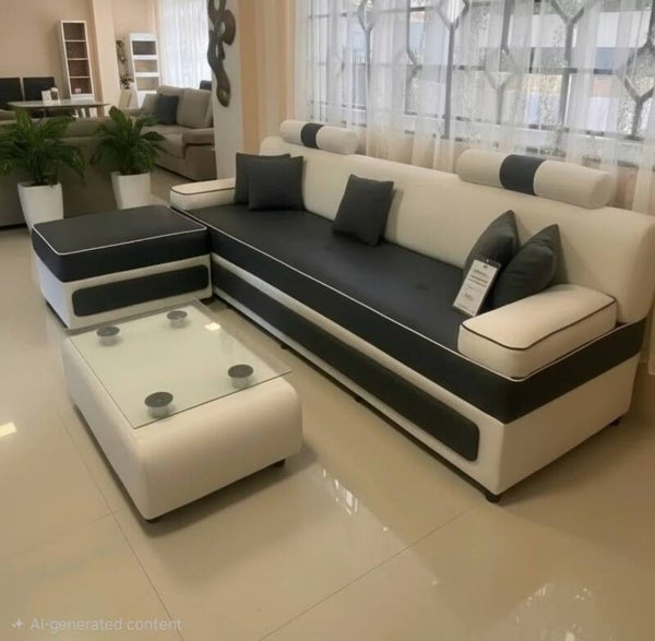Livingroom Set Fabric beige/black