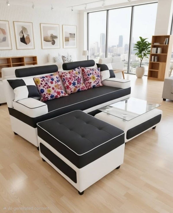 Livingroom Set Fabric white/black