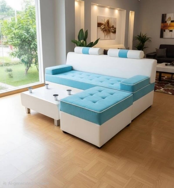Livingroom Set Fabric white/turquoise