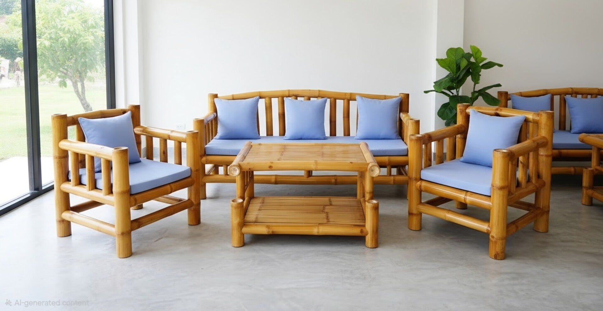 Bamboo Garden Set "Nature" with Cushions