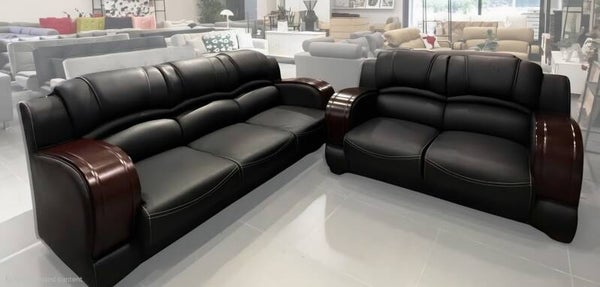 Black Leather Couch Set