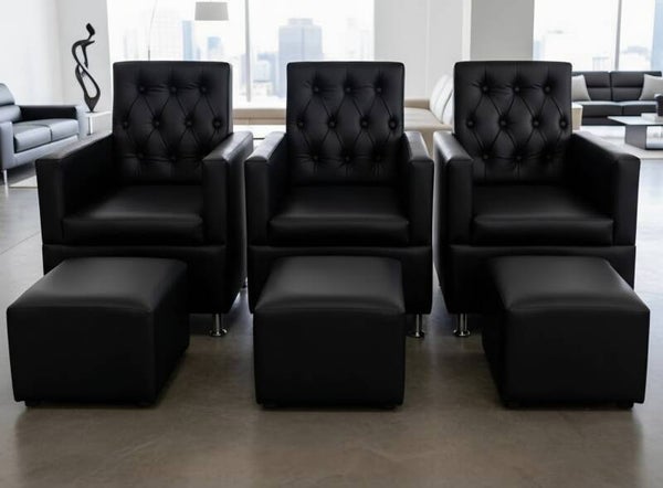 Leather Armchair with Stool