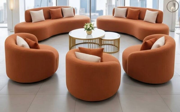 Kidney Sofa Set 5 pc "Circled"