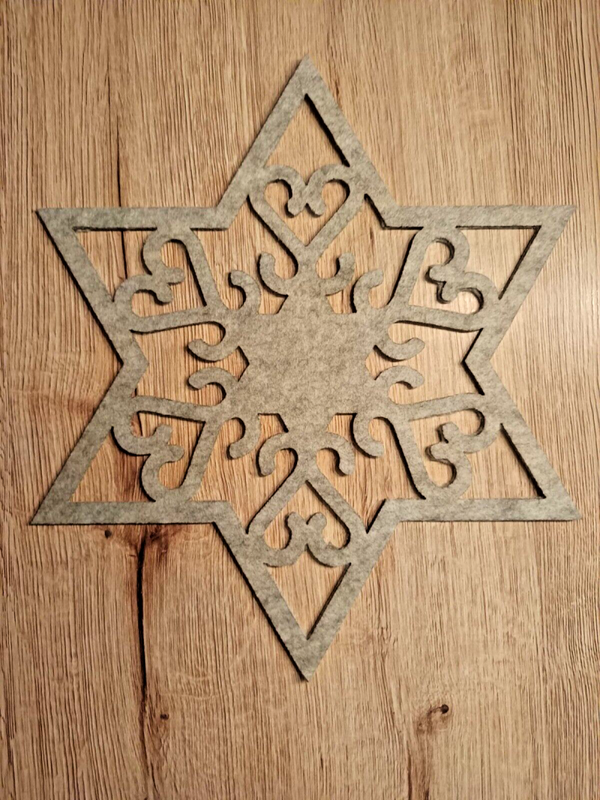 Weihnachtsstern Untersetzer Stern 32 cm mit Herzschnitt Filz Hochwertig