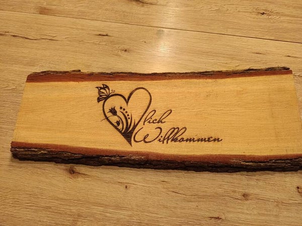 Gartendeko Herzlich Willkommen a Rustikales  Brett