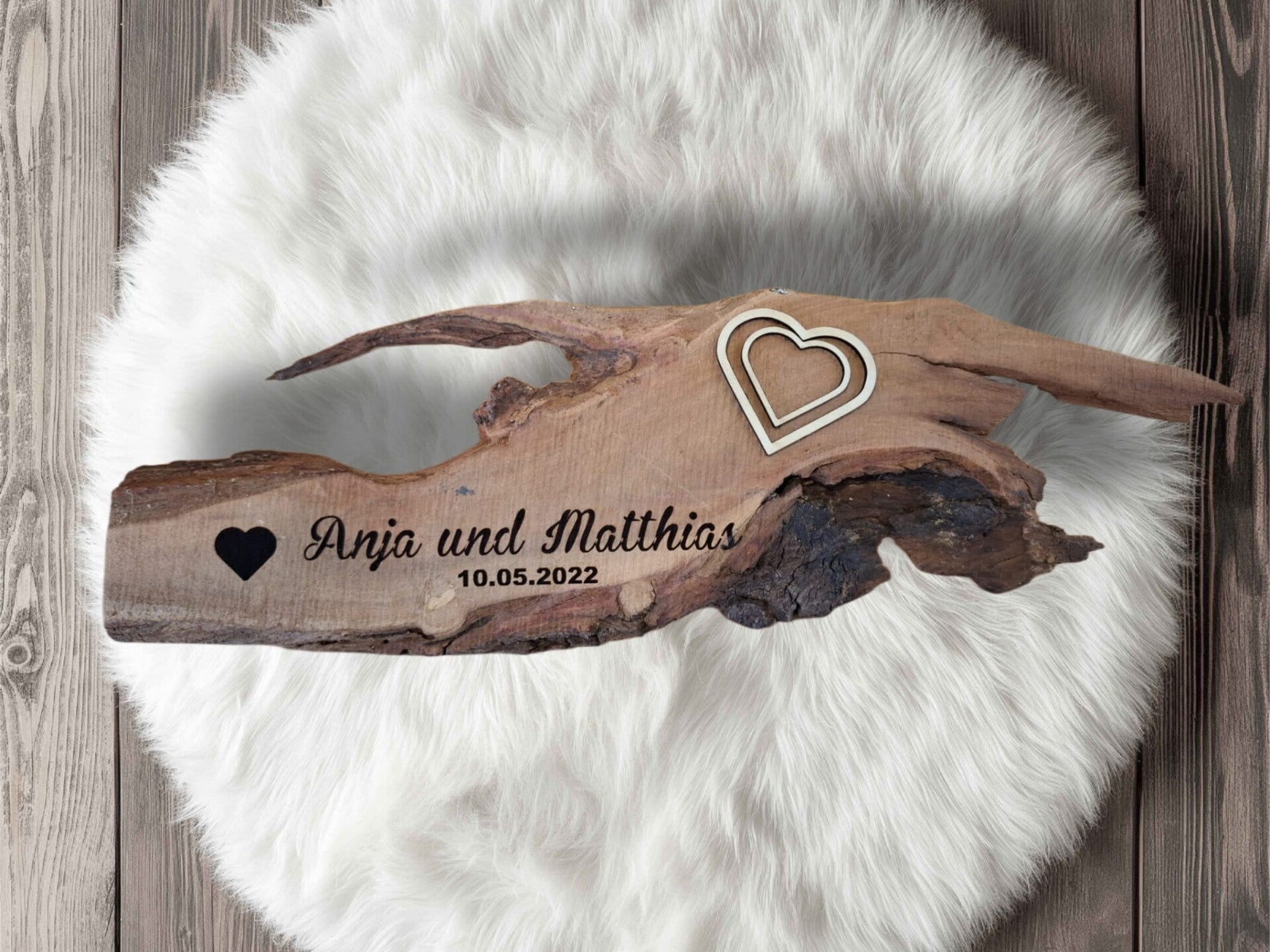 Deko Brett mit Rinde Hochzeit
