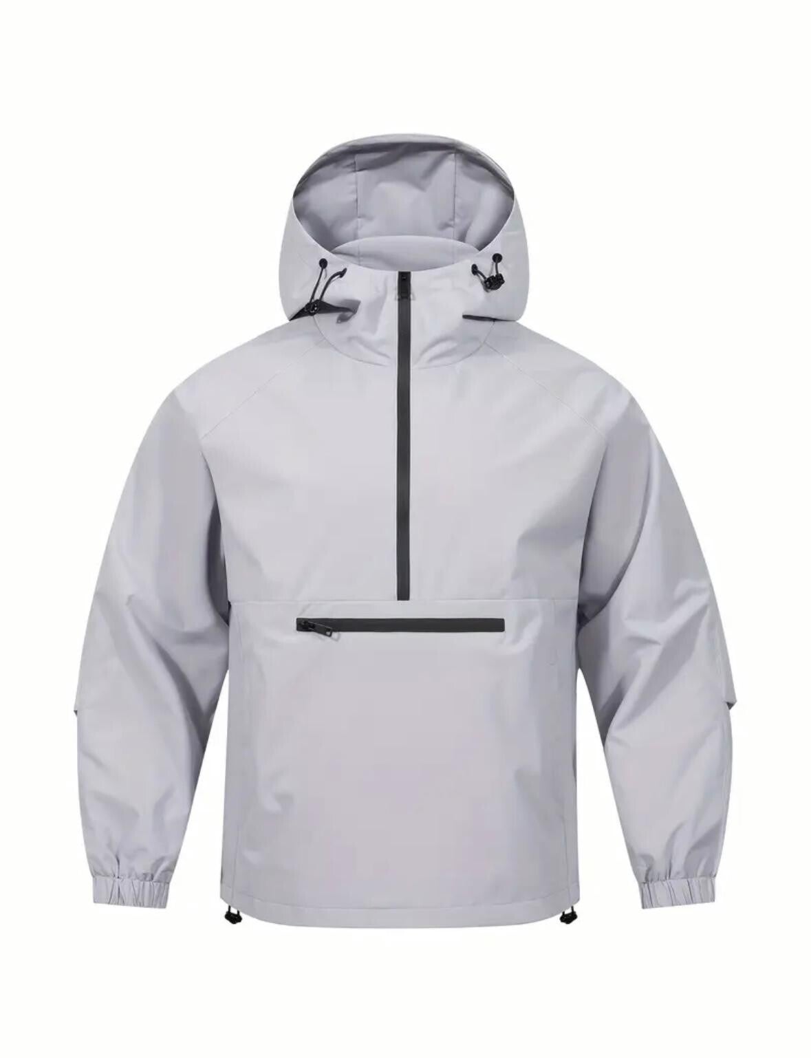 Windjas Voor Heren – Waterdicht Outdoorjack Met Capuchon - WIT/GRIJS