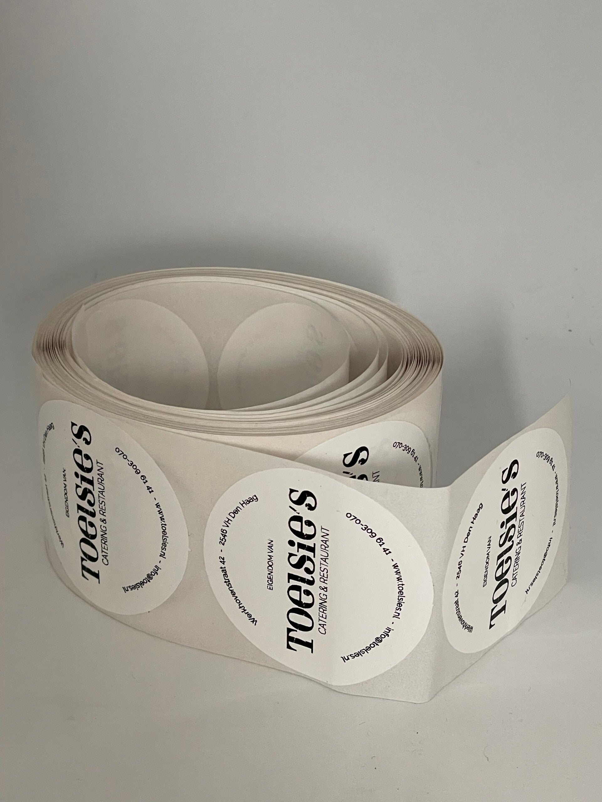 Stickers op rol 60mm waterbestendig rond