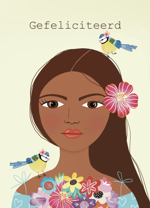 Vrouw met 2 pimpelmeesjes