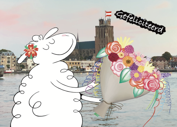 101 Dordrecht schapen kaart gefeliciteerd