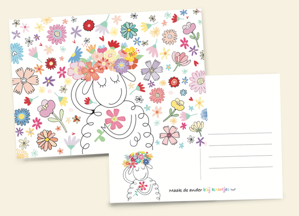 Schapenkaart bloemen schaap