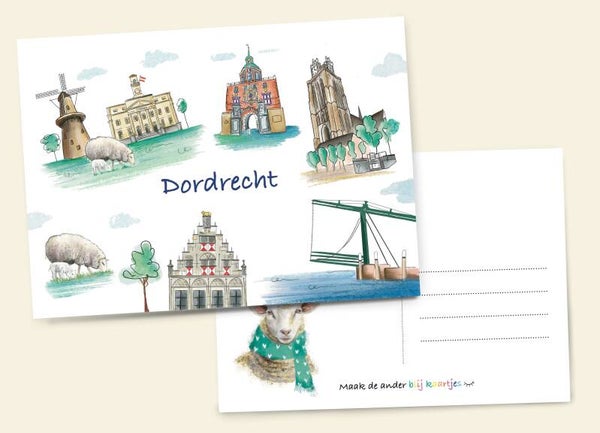 Kaart verschillende gebouwen van Dordrecht