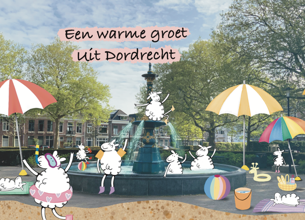 113 Dordrecht schapen kaart een warme groet uit Dordrecht