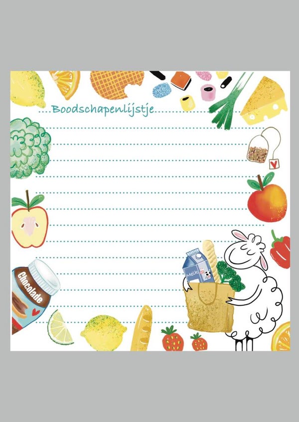 Note blokje met magneet voor op de koelkast.