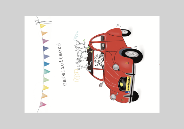 Schapen kaart in lelijke eend gefeliciteerd