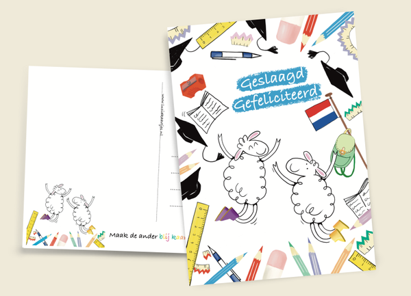 Schapen kaart Geslaagd gefeliciteerd
