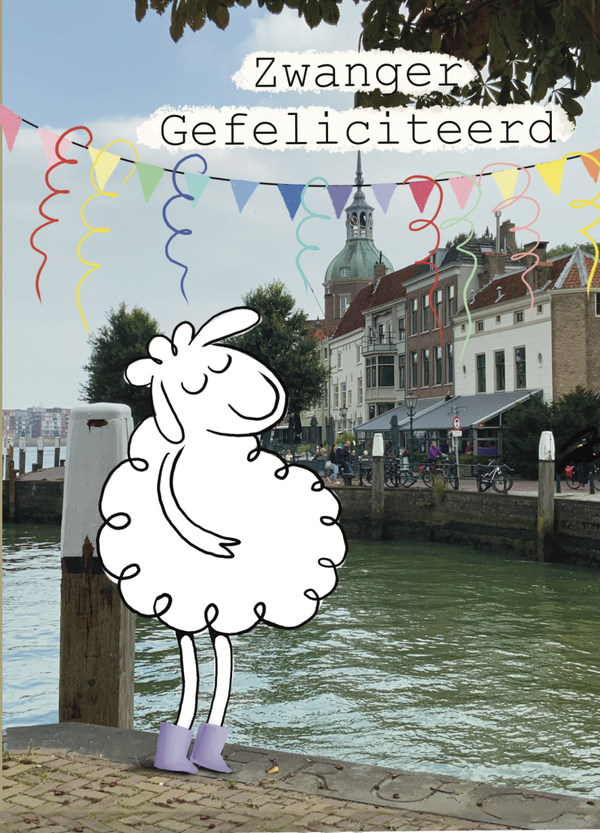 122 schapen kaart gefeliciteerd zwanger